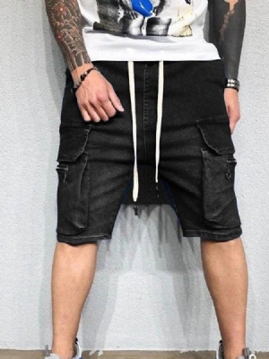 Straight Pocket Lace-up Casual Shorts För Män