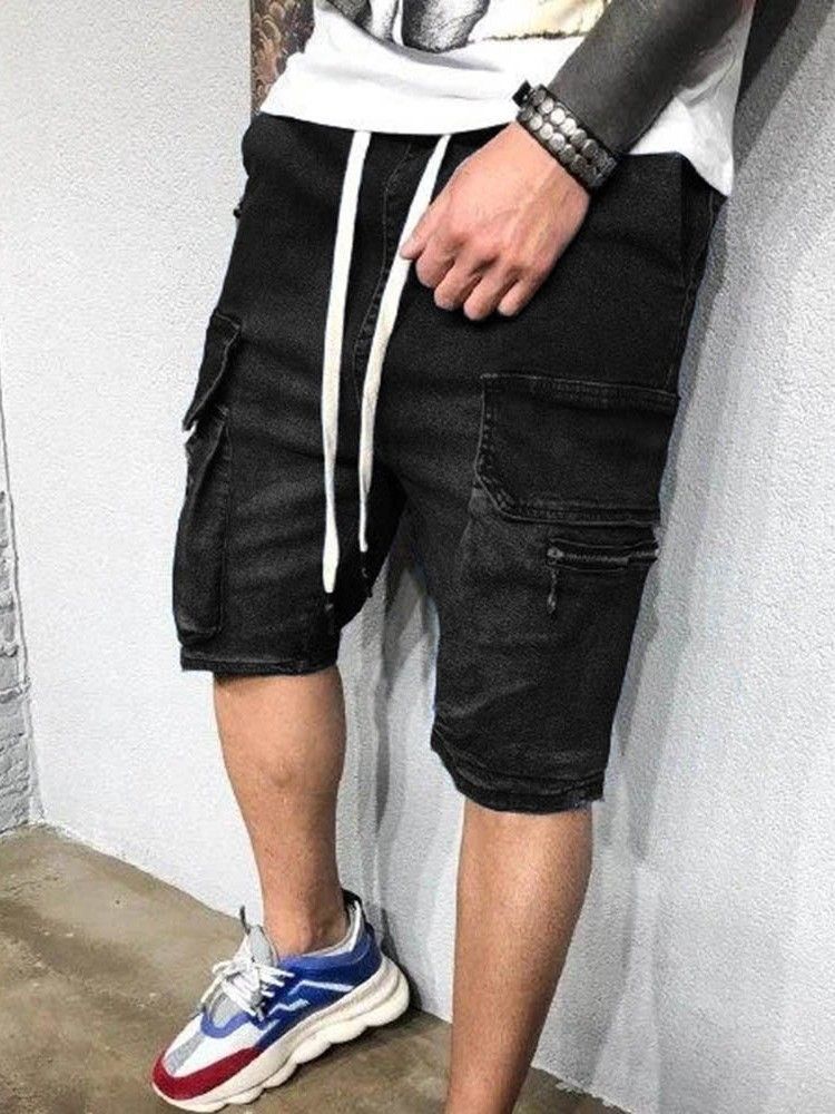 Straight Pocket Lace-up Casual Shorts För Män