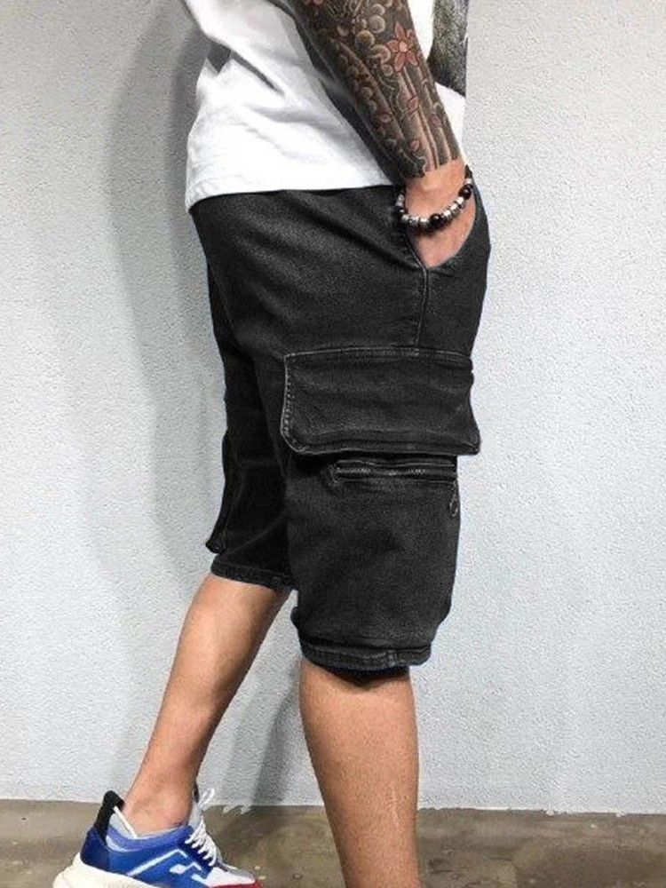 Straight Pocket Lace-up Casual Shorts För Män