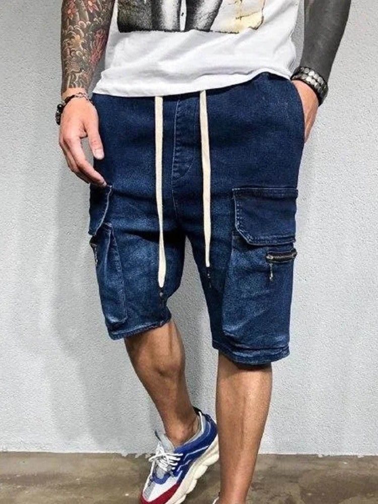 Straight Pocket Lace-up Casual Shorts För Män