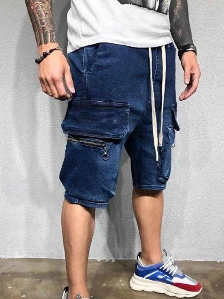 Straight Pocket Lace-up Casual Shorts För Män