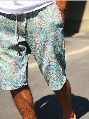 Straight Print Casual Shorts För Män