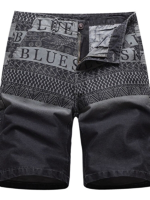 Straight Print Letter Casual Herrshorts