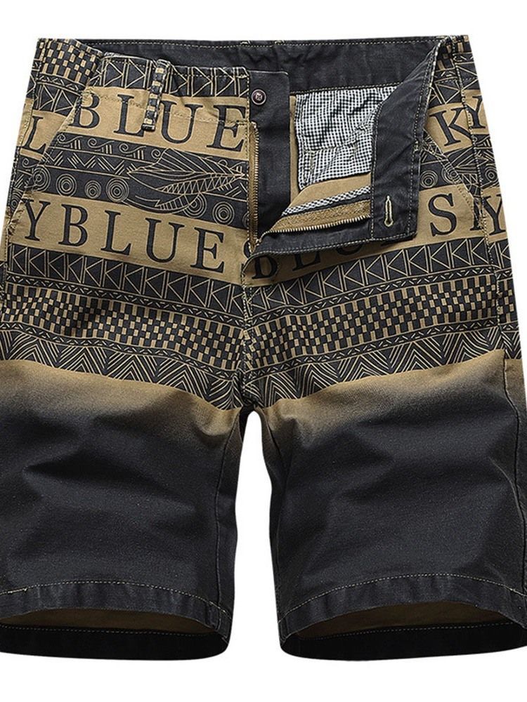 Straight Print Letter Casual Herrshorts