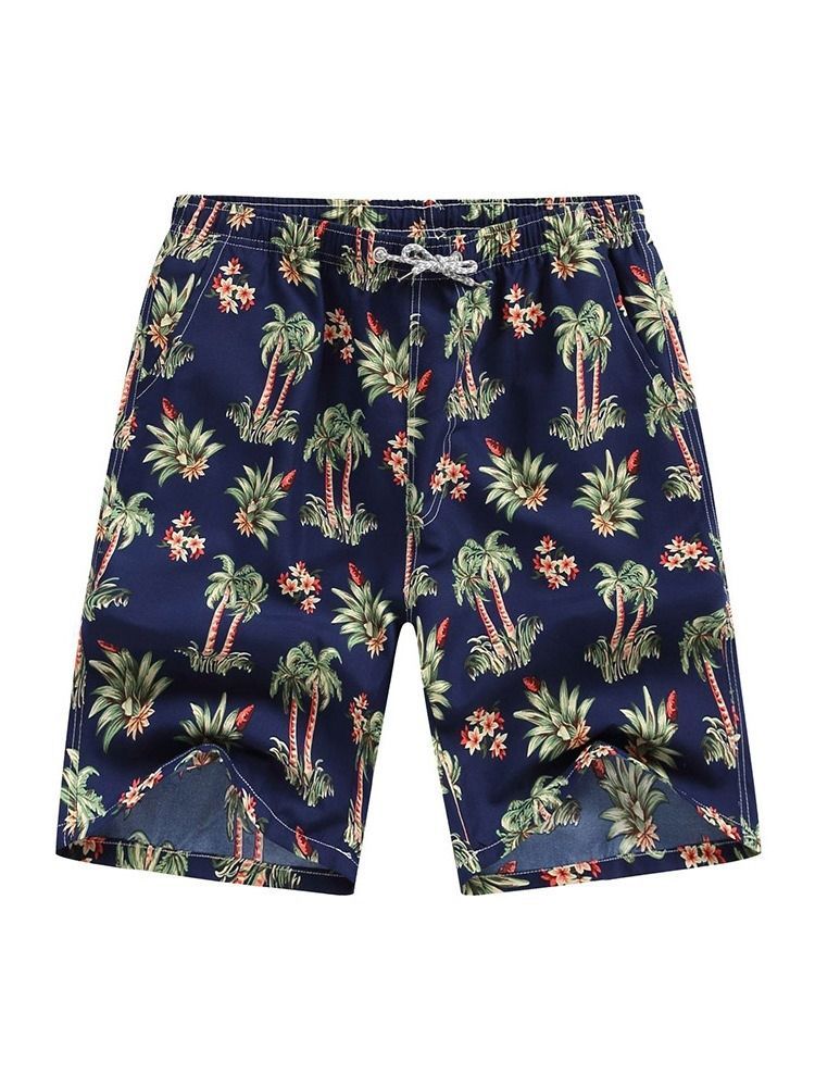 Straight Print Thin Lace-up Men's Shorts