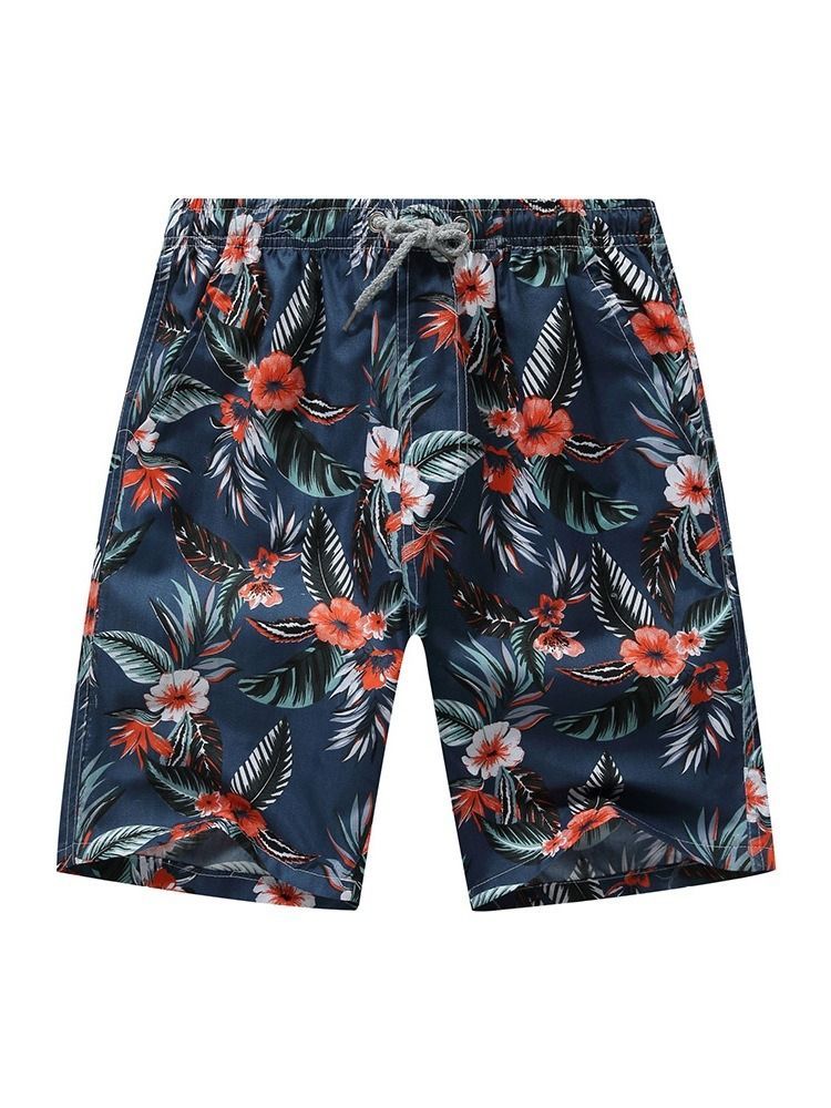 Straight Print Thin Lace-up Men's Shorts