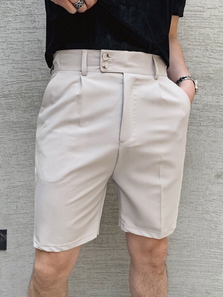 Zipper Straight Plain Korean Korean Zipper Men's Shorts