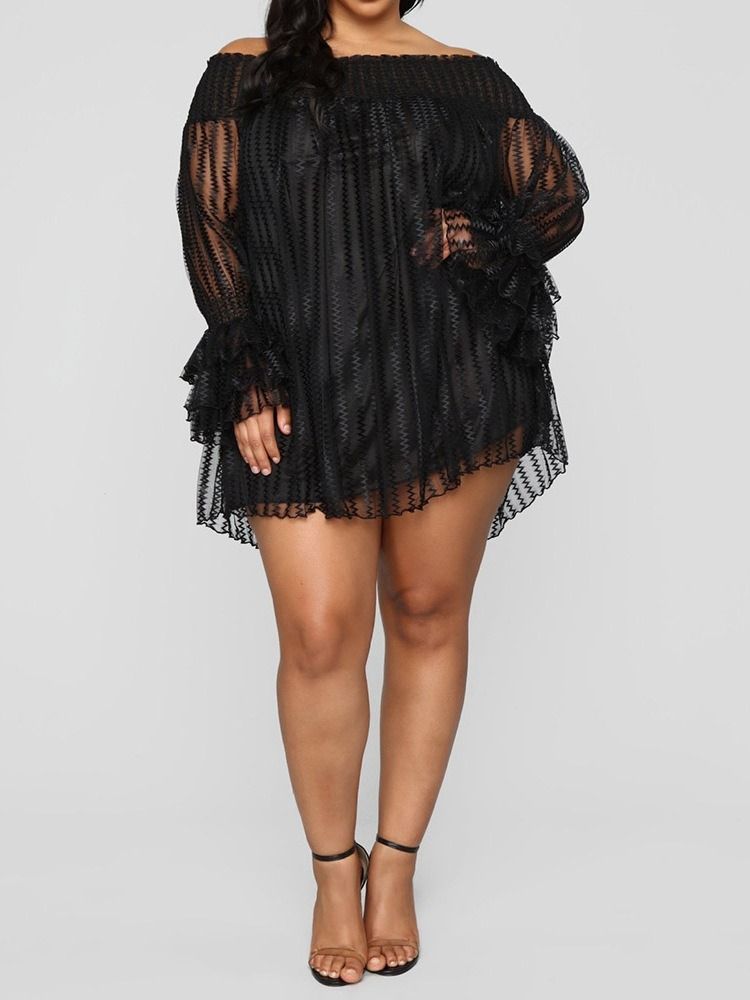 Dam Falbala Långärmad Off Shoulder Date Night Går Ut Cold Shoulder Dress