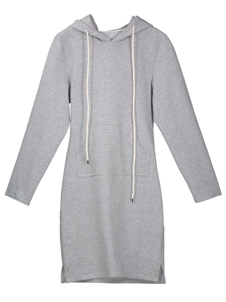 Känguru Pocket Hooded Bodycon-klänning Med Dragsko