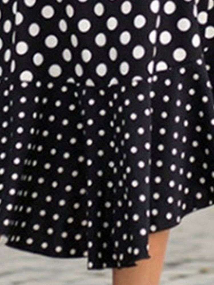 Polka Dots Flare Ärm V-ringad Swallowtail Casual Klänning