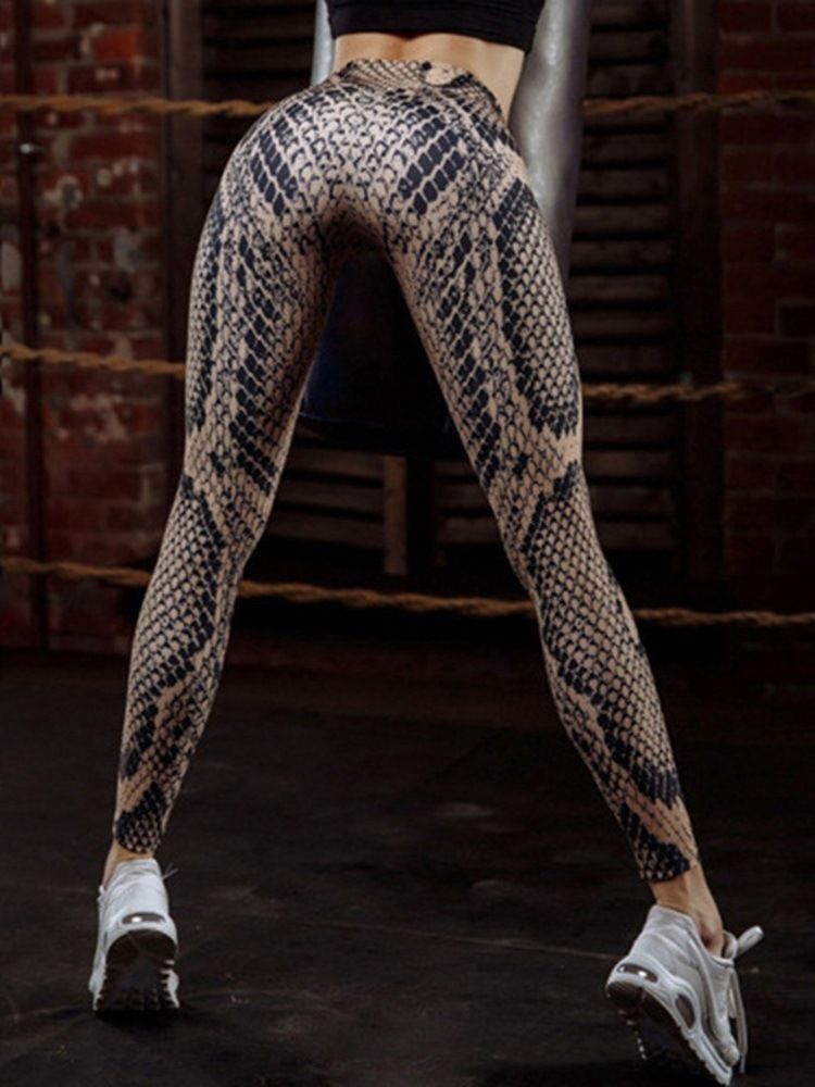 3d Snakeskin Mönster Print Dam Yoga Leggings Yoga Byxor Hög Midja Tiktok Leggings