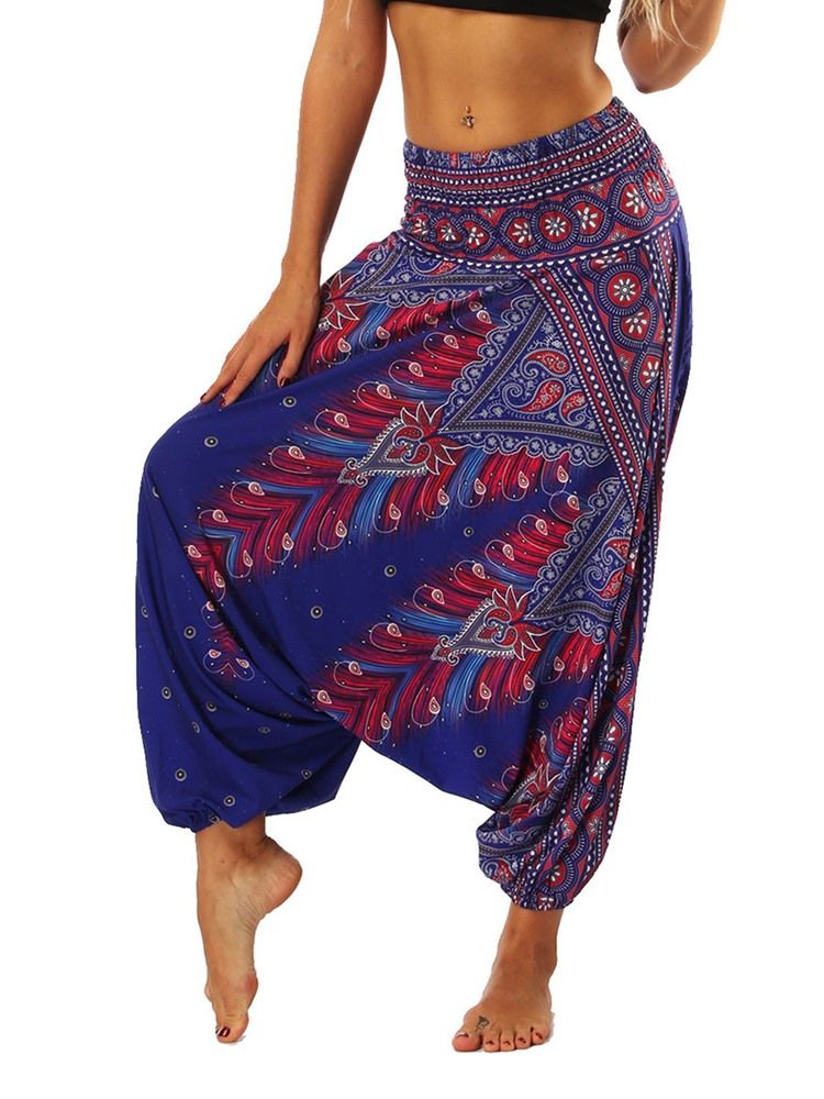 Bohemian Geometry Print För Kvinnor Looseyoga Harem Pants