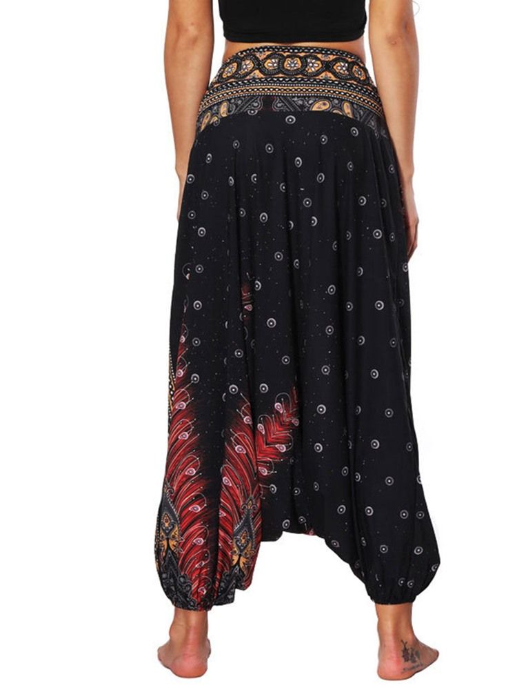 Bohemian Geometry Print För Kvinnor Yoga Harem Jogger Pants