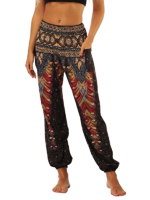 Boho Geometric Print Street Dance Yoga Byxor För Kvinnor