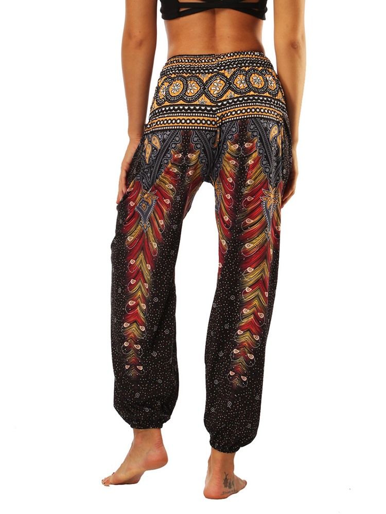 Boho Geometric Print Street Dance Yoga Byxor För Kvinnor