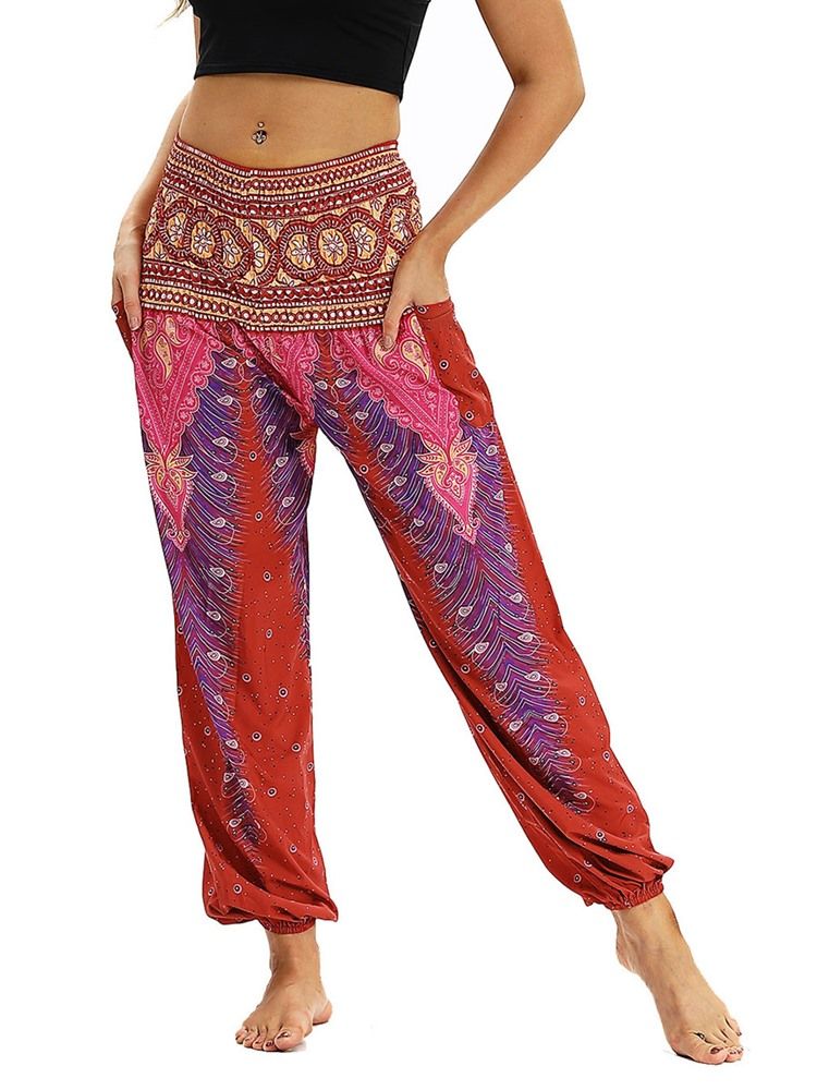 Boho Print Geometric Yoga Harem Pants För Kvinnor