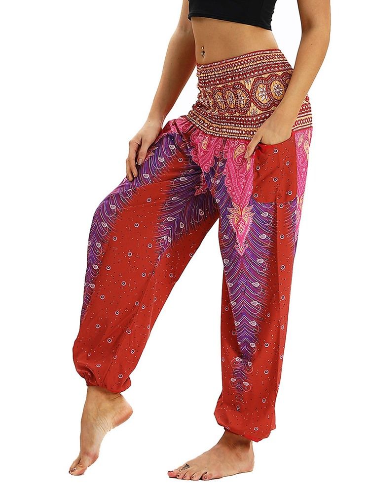 Boho Print Geometric Yoga Harem Pants För Kvinnor