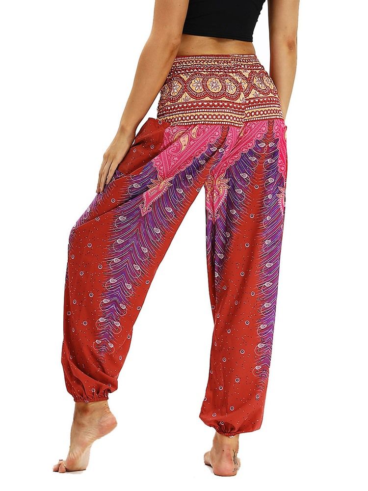 Boho Print Geometric Yoga Harem Pants För Kvinnor