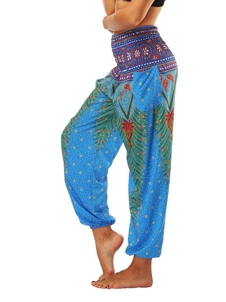 Boho Print Geometriska Street Dance Yoga Byxor För Kvinnor