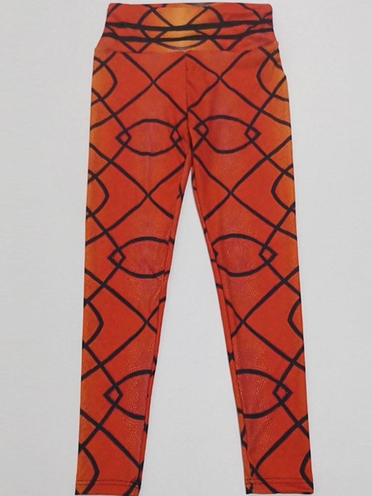 Dam Andas Geometriskt Polyester Print Running Full Length Yoga Byxor Hög Midja Tiktok Leggings