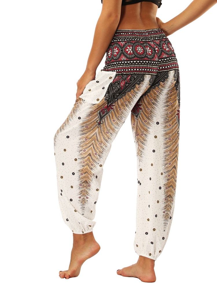 Dam Boho Print Geometrisk Sommaryoga Harembyxor