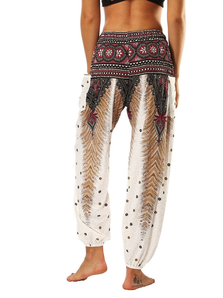 Dam Boho Print Geometrisk Sommaryoga Harembyxor