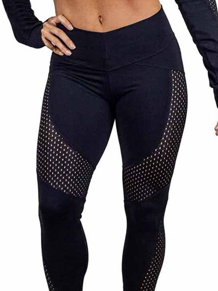 Dam Color Block Polyester Snabbtorkande Lapptäcke Leggings Yogabyxor Hög Midja Tiktok Leggings