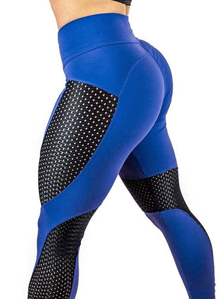 Dam Color Block Polyester Snabbtorkande Lapptäcke Leggings Yogabyxor Hög Midja Tiktok Leggings