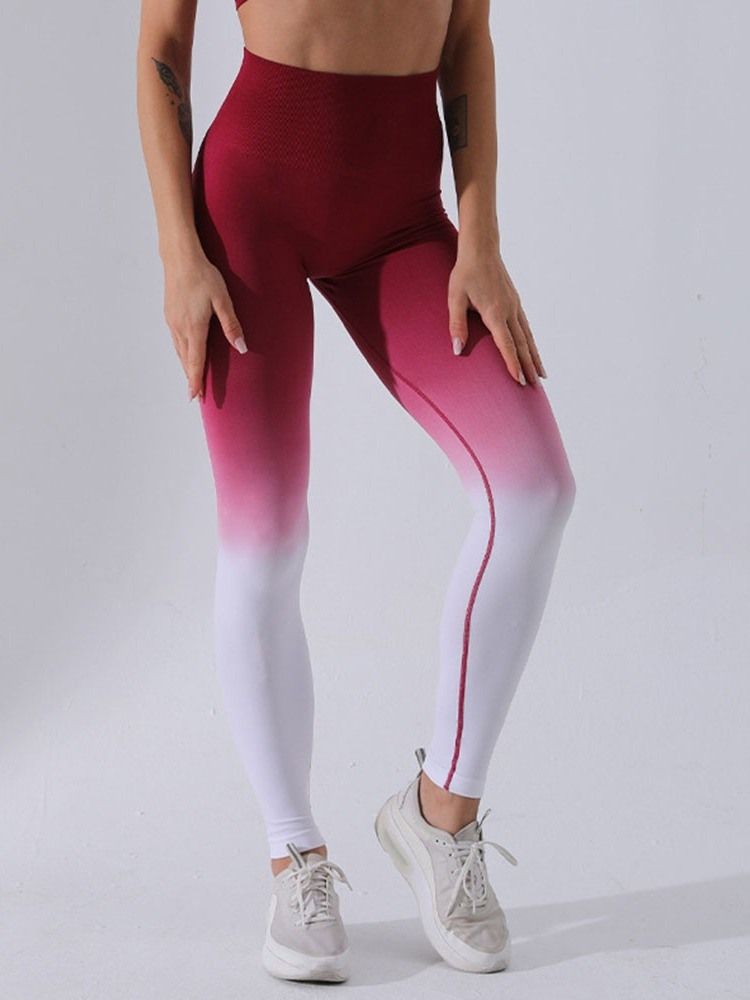 Dam Gradient Nylon Andningsbar Full Längd Löpbyxor Yoga Byxor Hög Midja Tiktok Leggings