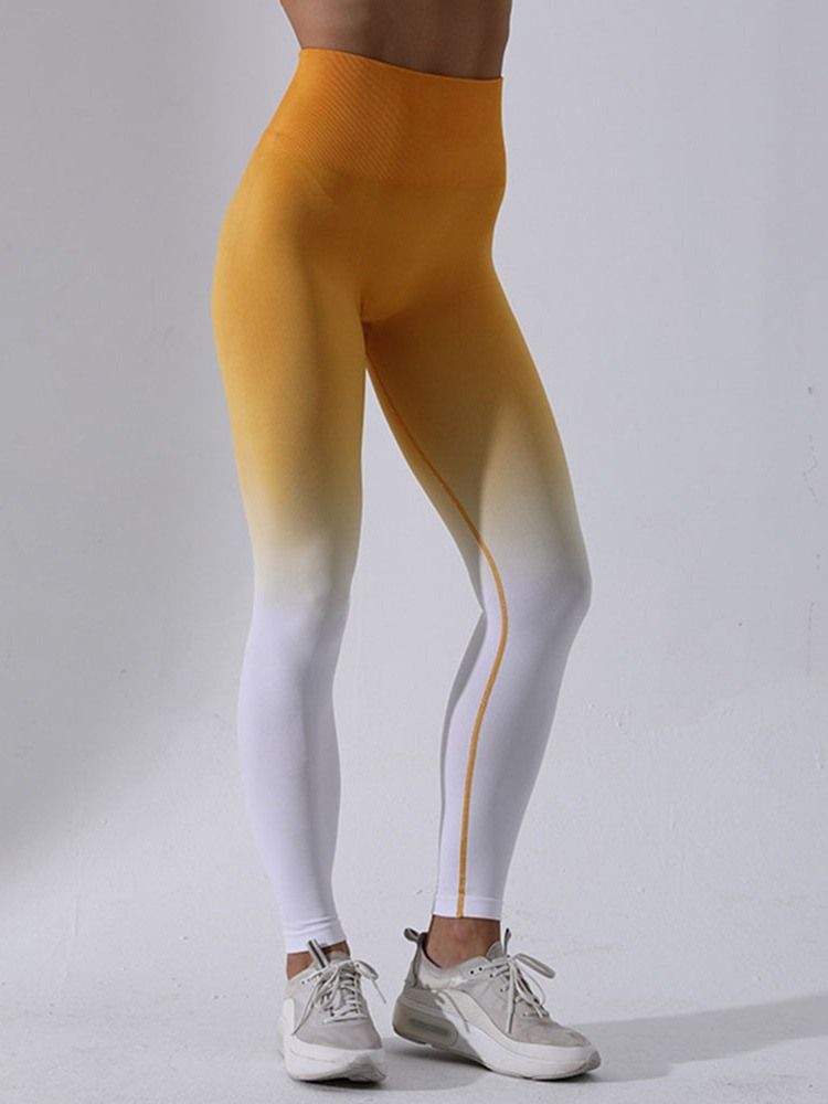 Dam Gradient Nylon Andningsbar Full Längd Löpbyxor Yoga Byxor Hög Midja Tiktok Leggings