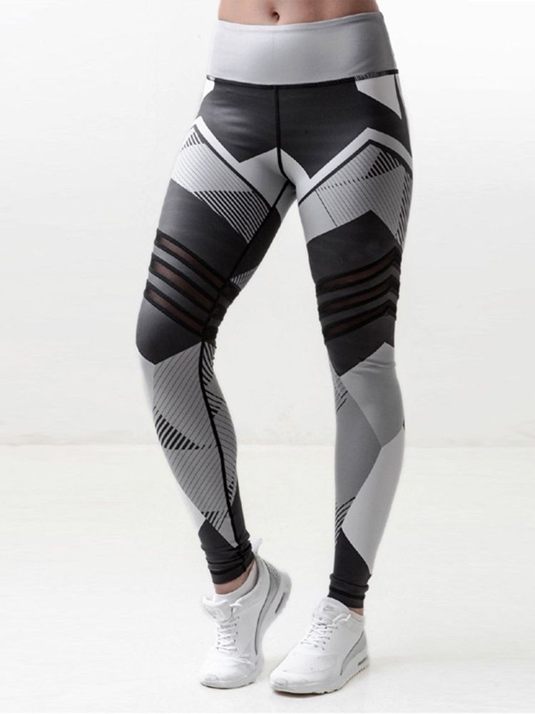 Geometriskt Yoga-byxa För Kvinnor Hög Midja Tiktok Leggings