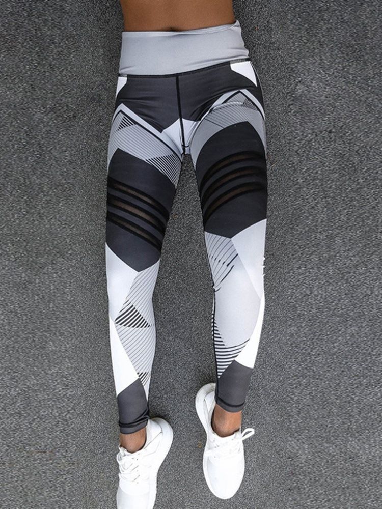 Geometriskt Yoga-byxa För Kvinnor Hög Midja Tiktok Leggings