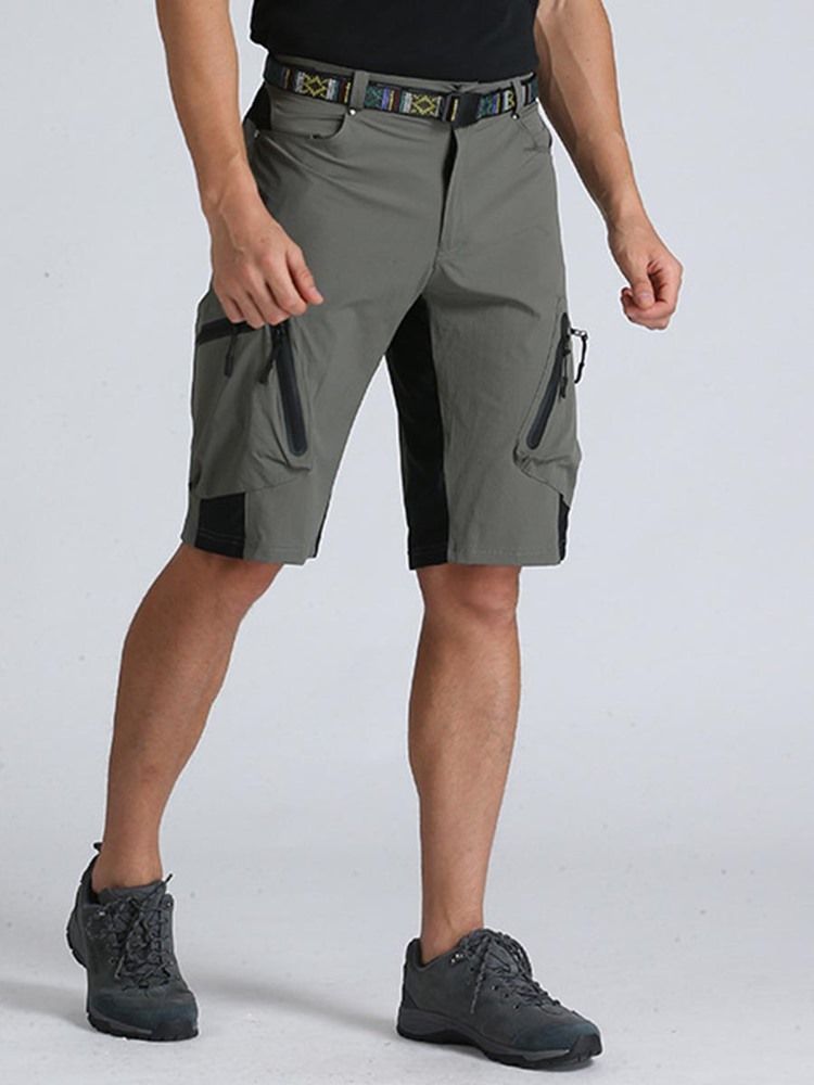 Herr Patchwork Color Block Outdoor Shorts Sommarsportbyxor