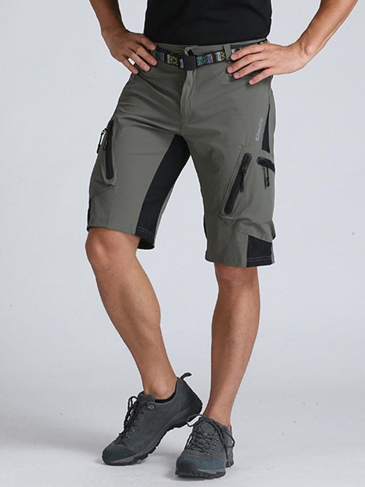 Herr Patchwork Color Block Outdoor Shorts Sommarsportbyxor