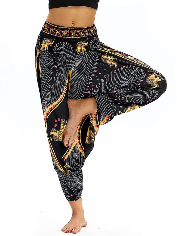 Kvinnor Bohemia Print Harem Yoga Byxor