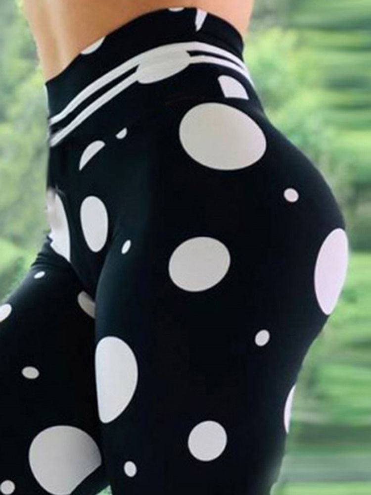 Kvinnor Print Polka Dots Yngbyxor I Hög Längd Tiktok Leggings Med Hög Midja