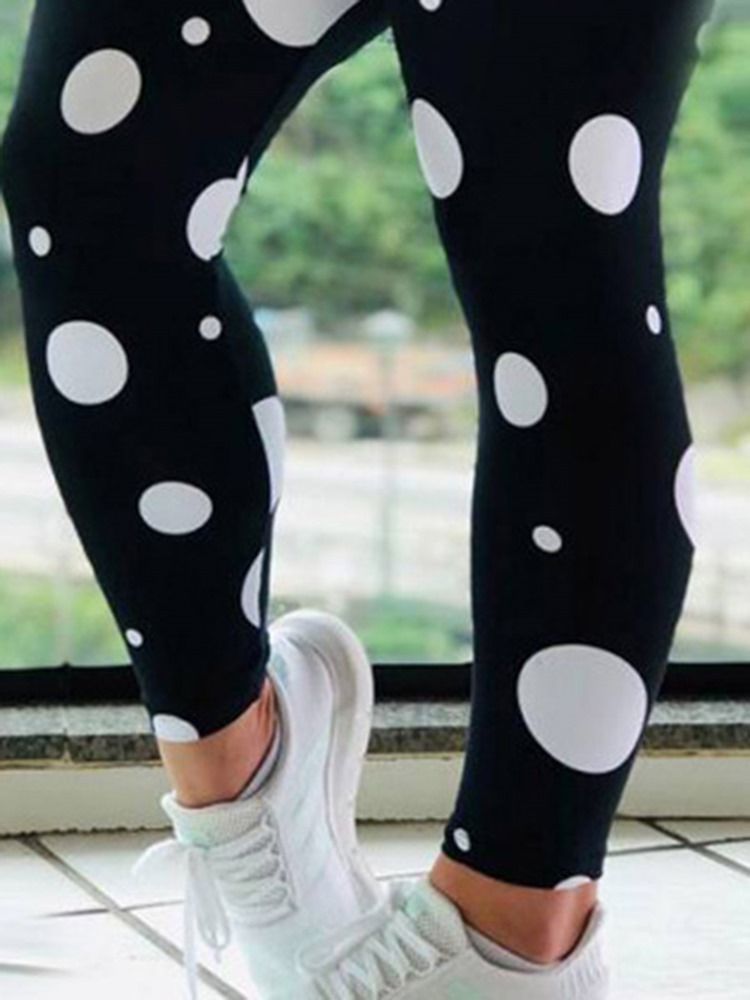 Kvinnor Print Polka Dots Yngbyxor I Hög Längd Tiktok Leggings Med Hög Midja