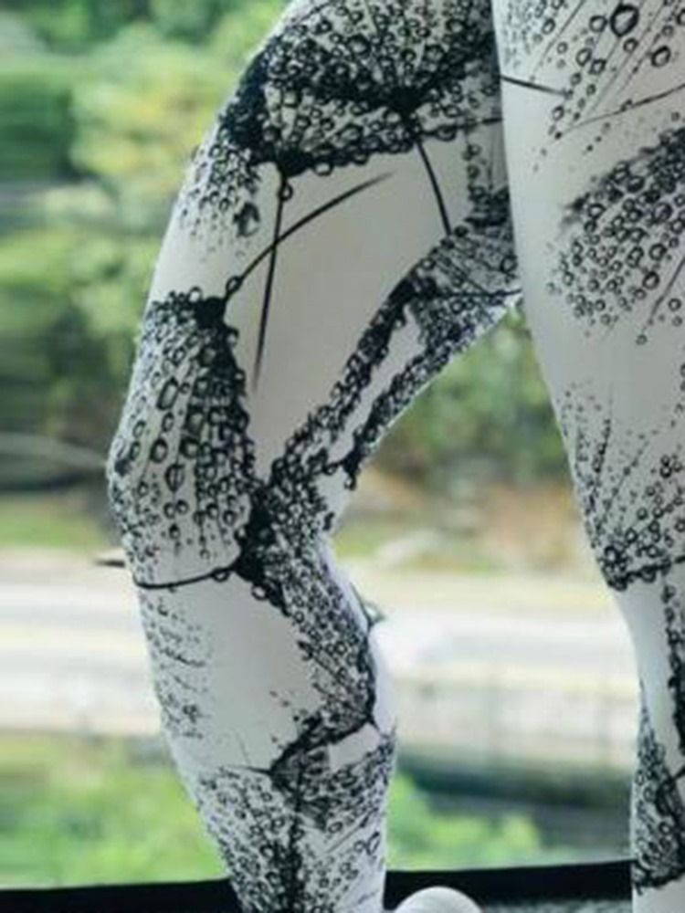 Kvinnor Tryckt Färgblock Andas I Full Längd Leggings Yogabyxor Hög Midja Tiktok Leggings