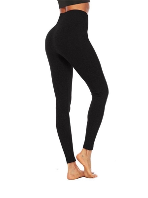 Kvinnors Anti-svett Bomullsblandningar Solid Yoga Ankel Längd Yogabyxor Hög Midja Tiktok Leggings