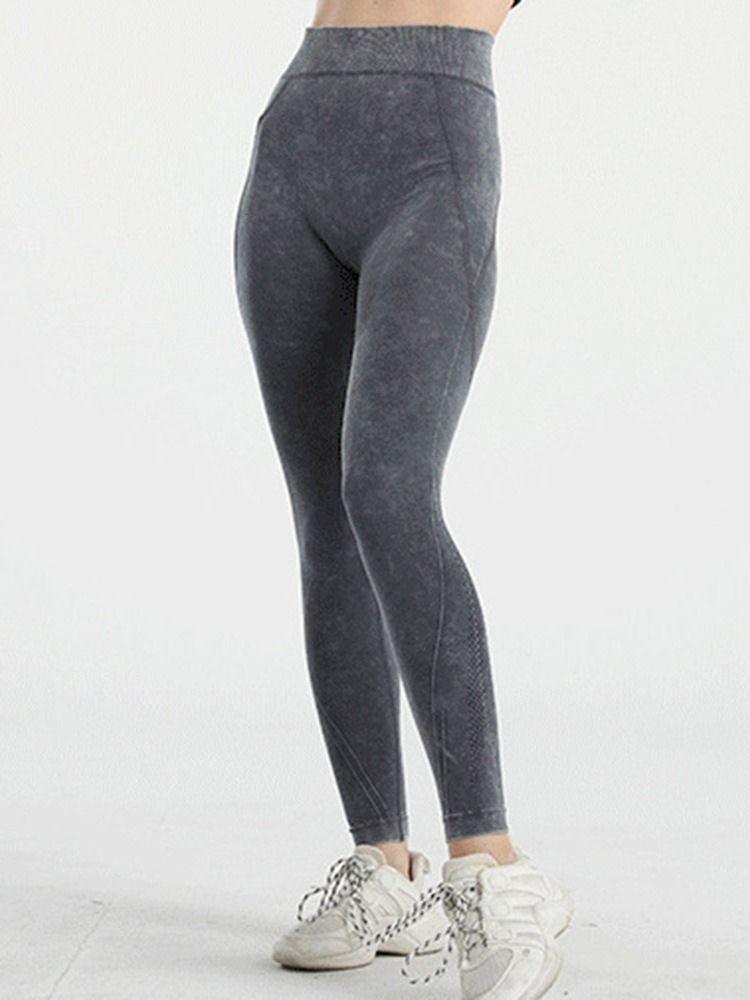 Kvinnors Anti-svett Solid Nylon Patchwork Badminton Full Längd Byxor Yoga Byxor Hög Midja Tiktok Leggings