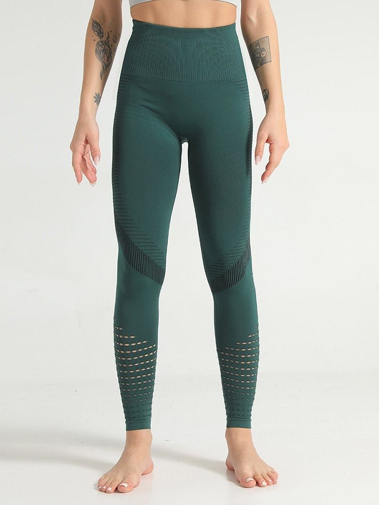 Kvinnors Fasta Lapptäcke Nylon Anti-svett Full Längd Yoga Byxor Hög Midja Tiktok Leggings