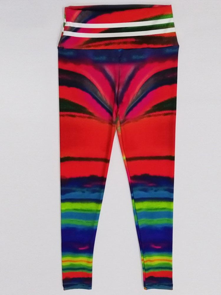 Kvinnors Gradient Polyester Andningsfärg Yogabyxor Med Hög Midja Tiktok Leggings