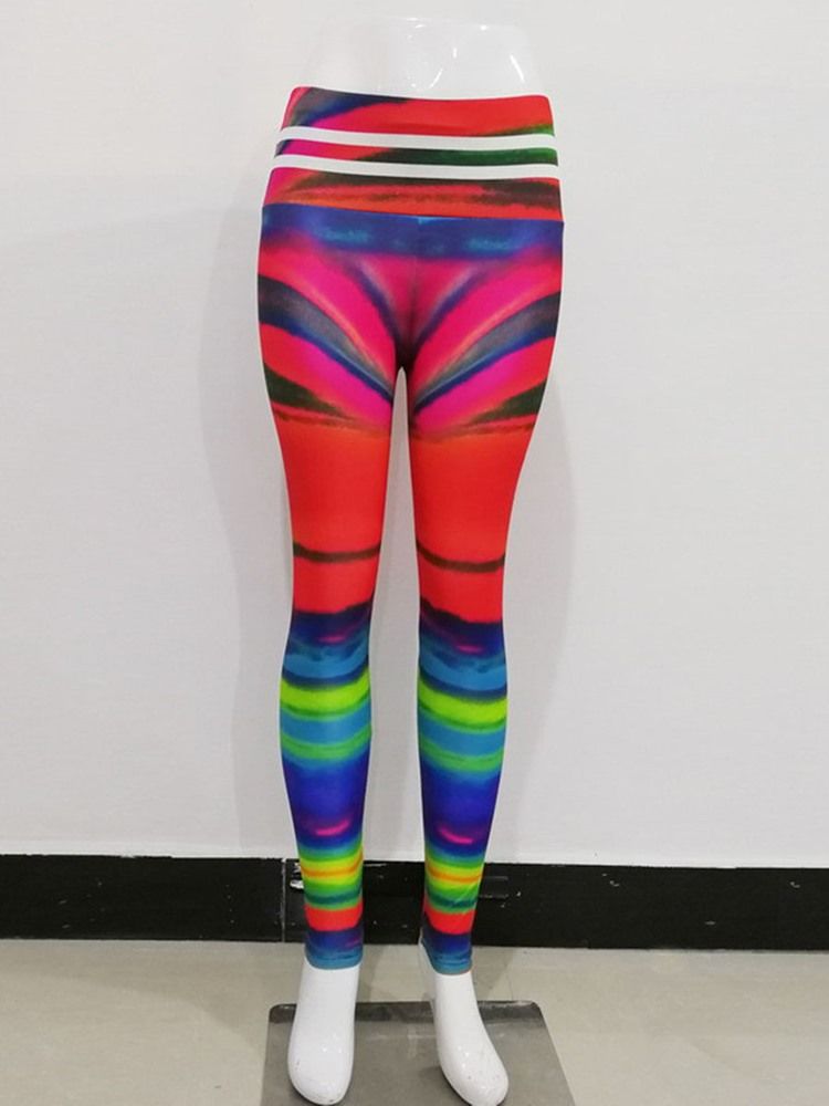 Kvinnors Gradient Polyester Andningsfärg Yogabyxor Med Hög Midja Tiktok Leggings