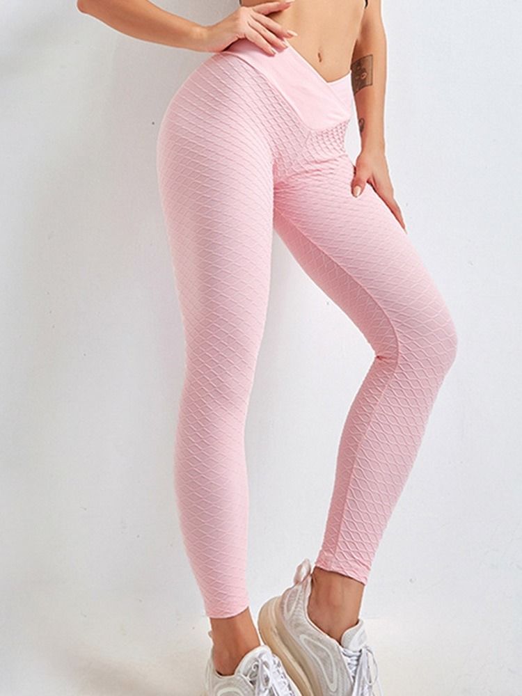 Kvinnors Lapptäcke Andningsbar Nylon Solid Yogabyxor Med Hög Midja Tiktok Leggings