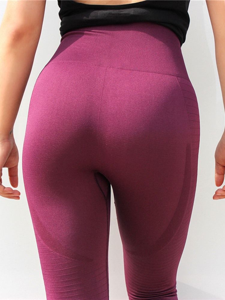 Kvinnors Lapptäcke Solid Anti-svettbyxor Yogabyxor Hög Midja Tiktok Leggings