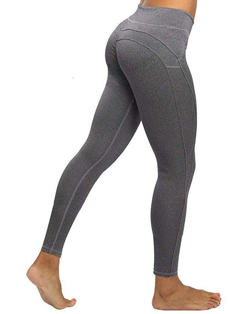 Kvinnors Polyester Andningsbar Enkel Längd Leggings Yogabyxor Hög Midja Tiktok Leggings