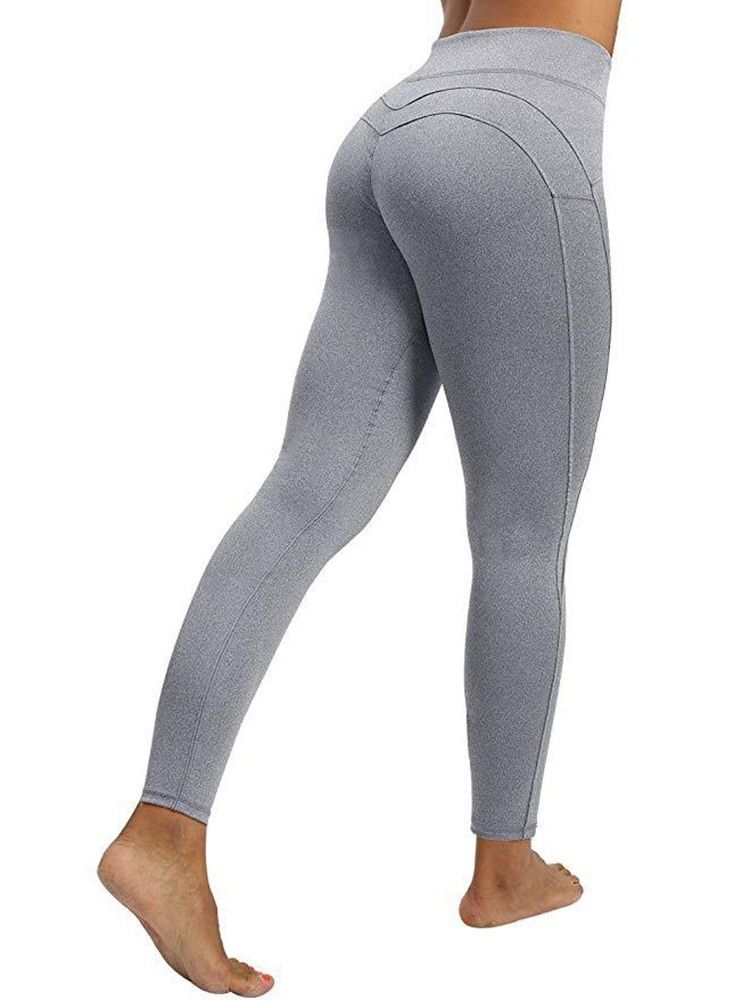 Kvinnors Polyester Andningsbar Enkel Längd Leggings Yogabyxor Hög Midja Tiktok Leggings