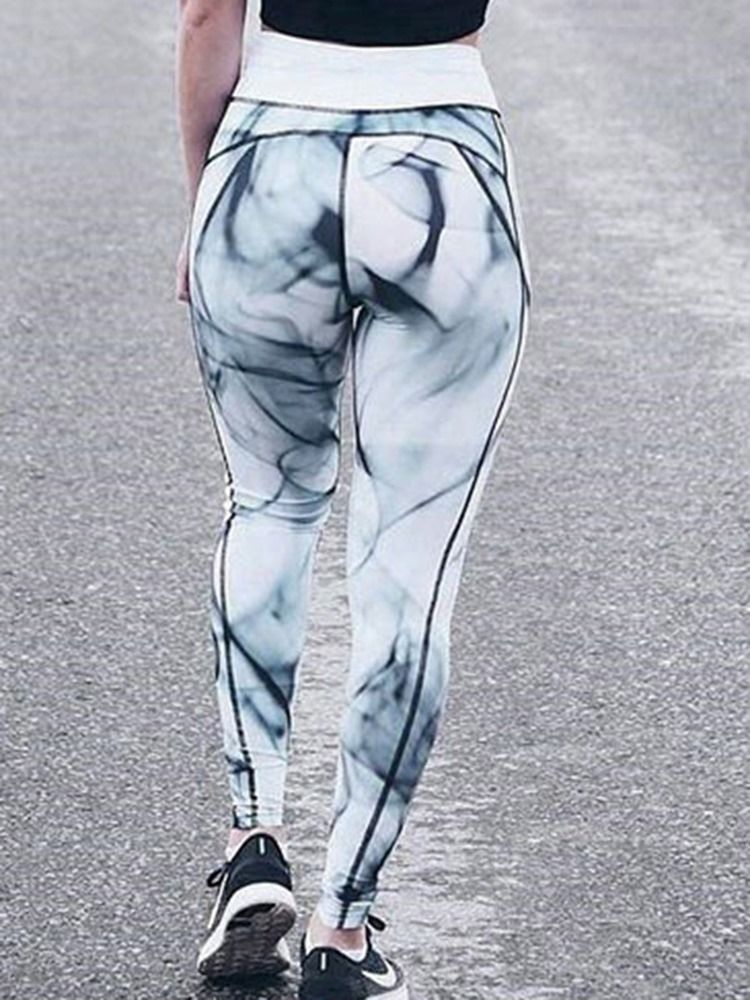 Kvinnors Tryck Snabbtorkande Färgblock Andningsbar Hel Längd Leggings Yogabyxor Hög Midja Tiktok Leggings