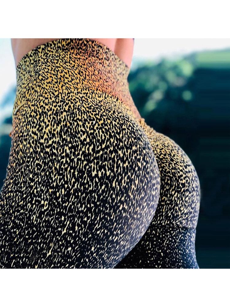 Leopard Snabbtorr Yogabyxor För Kvinnor Med Hög Midja Tiktok Leggings Running