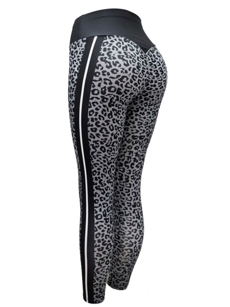 Leopardmönster Andningsbara Kvinnors Yogabyxor Tiktok Leggings Med Hög Midja